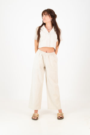 Erin Crop Shirt - Oatmeal