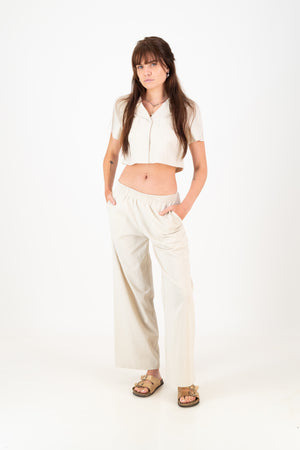 Erin Crop Shirt - Oatmeal