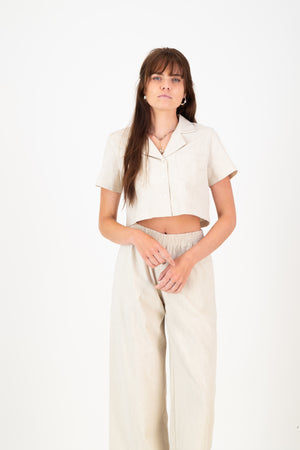 Erin Crop Shirt - Oatmeal