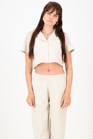 Erin Crop Shirt - Oatmeal