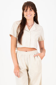 Erin Crop Shirt - Oatmeal