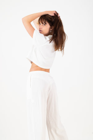 Erin Crop Shirt - White