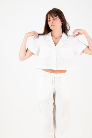 Erin Crop Shirt - White