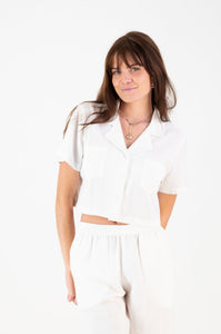 Erin Crop Shirt - White