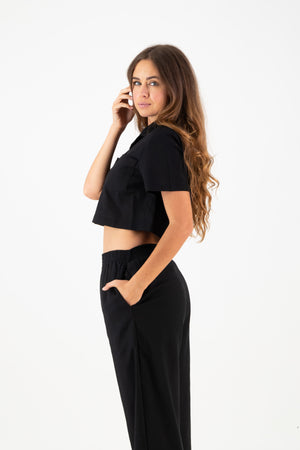 Erin Crop Shirt - Black