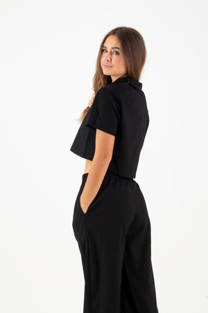 Erin Crop Shirt - Black