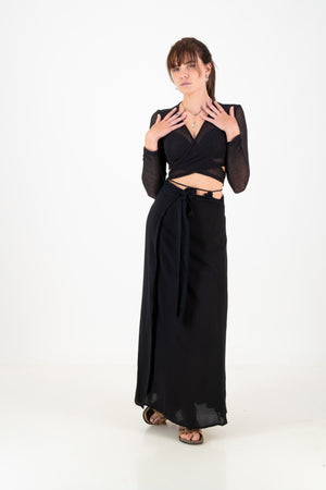 Courtney Wrap Skirt - Black Viscose