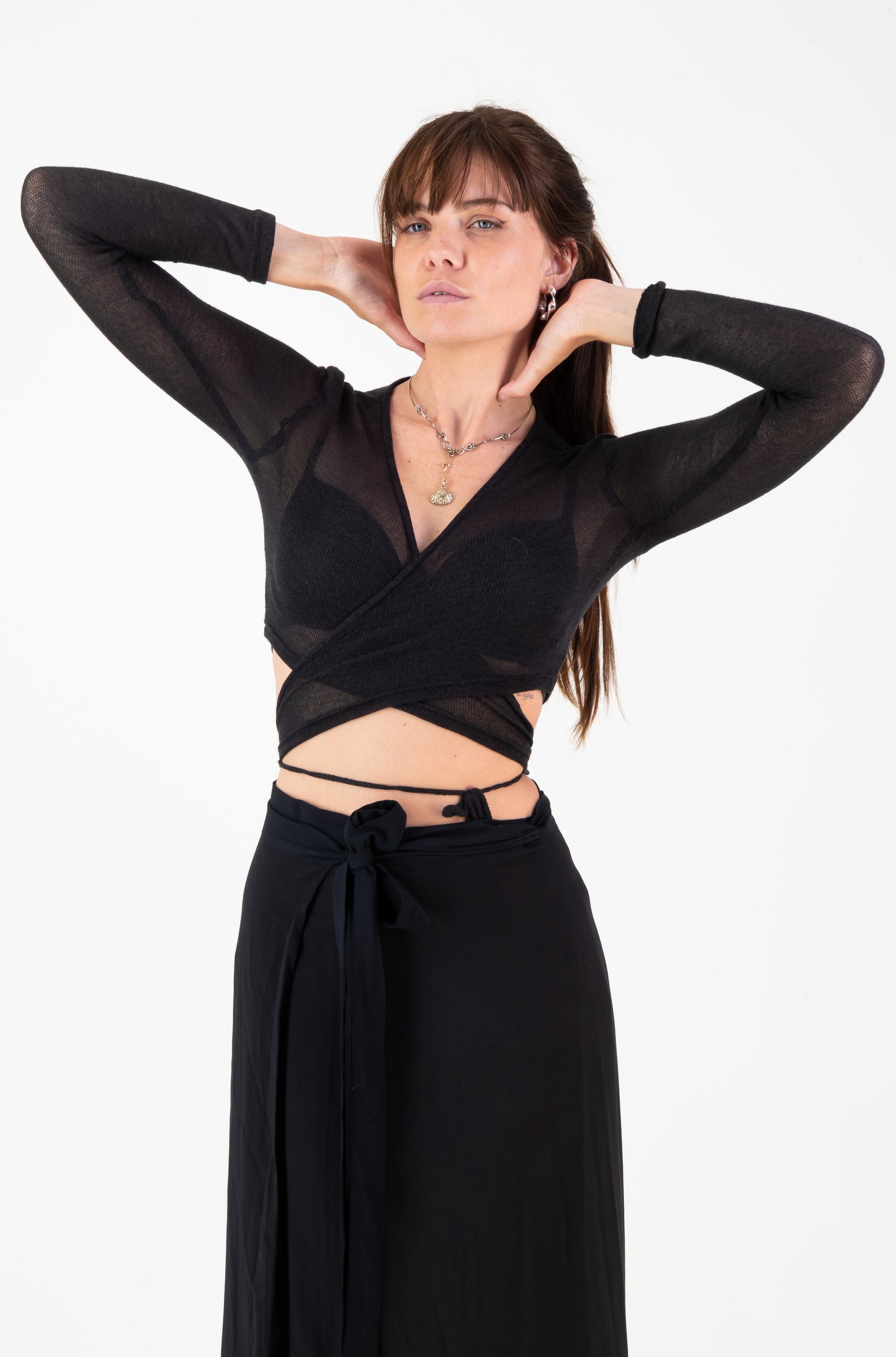 Maia Wrap Cardigan Crop Black Every Kind Collective