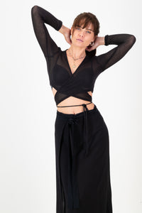 Courtney Wrap Skirt - Black Viscose