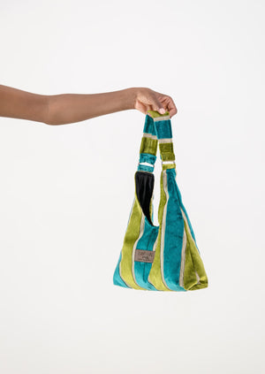 Mini Matilde Bag Turquoise & Lime Stripe Velvet