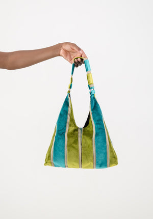 Mini Matilde Bag Turquoise & Lime Stripe Velvet