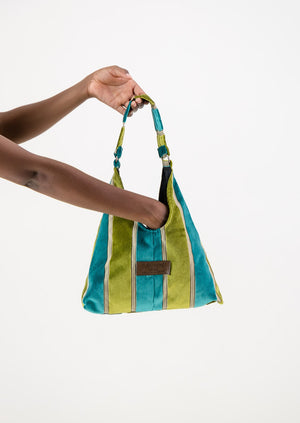 Mini Matilde Bag Turquoise & Lime Stripe Velvet